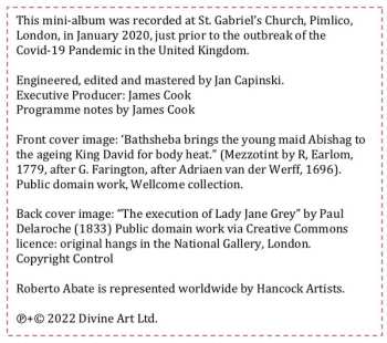 CD James Cook: David's Liebestod: Extracts From The Operas Abishag And Jane The Quene 485146