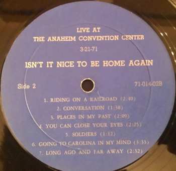 2LP James Taylor: "Isn't It Nice To Be Home Again" Live At The Anaheim Convention Center 3-21-71 NUM | LTD | CLR 493229