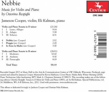 CD Jameson Cooper: Nebbie: Music For Violin And Piano By Ottorino Respighi 101846