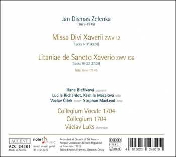 CD Jan Dismas Zelenka: Missa Divi Xaverii ZWV12, Litaniae De Sancto Xaverio ZWV156 23747