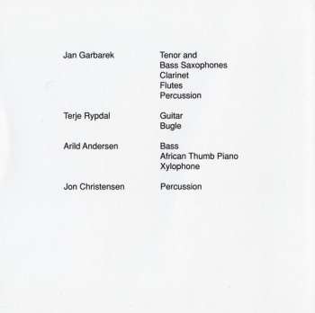 CD Jan Garbarek Quartet: Afric Pepperbird 274031