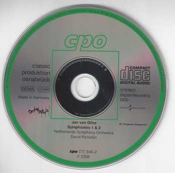 CD Jan Van Gilse: Symphonies 1 & 2 182140