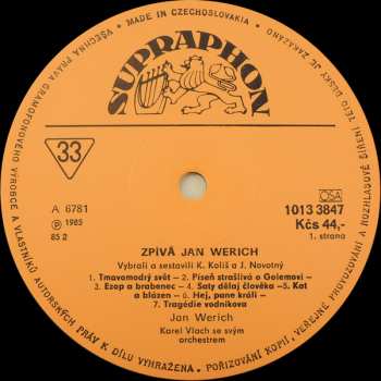 LP Jan Werich: Zpívá Jan Werich 43697