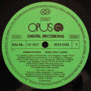 LP Jasmin Stavros: More, Vino I Ljubav