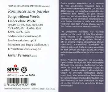 CD Javier Perianes: Lieder Ohne Worte, Songs without Words 103364
