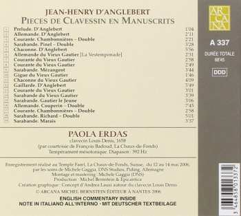 CD Jean-Henry d'Anglebert: Pieces De Clavessin En Manuscrits 328132