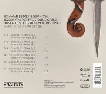 CD Jean Marie Leclair: Six Sonatas For Two Violins, Opus 3 323123