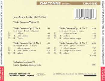 CD Jean Marie Leclair: Violin Concertos Vol. III: Op 7 No. 1 & Op 10 Nos. 3, 4 & 6 313962