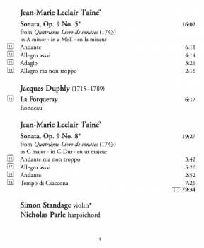 CD Jean Marie Leclair: Violin Sonatas 316520