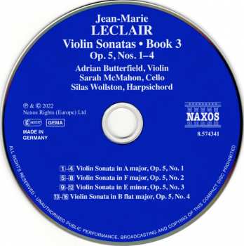 CD Jean Marie Leclair: Violin Sonatas • Book 3: Op.5, Nos. 1-4 257943