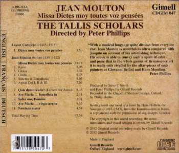 CD Jean Mouton: Missa Dictes Moy Toutes Voz Pensées 156790