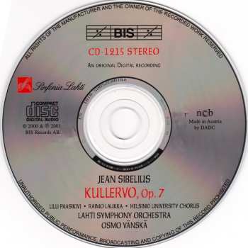 CD Jean Sibelius: Kullervo, Op.7 462677