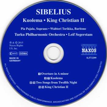 CD Jean Sibelius: Kuolema - King Christian II - Overture In A Minor - Two Songs From Twelfth Night  301503