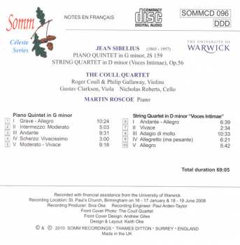 CD Jean Sibelius: Piano Quintet In G Minor, String Quartet In D Minor, Op. 56 "Voces Intimae" 321482