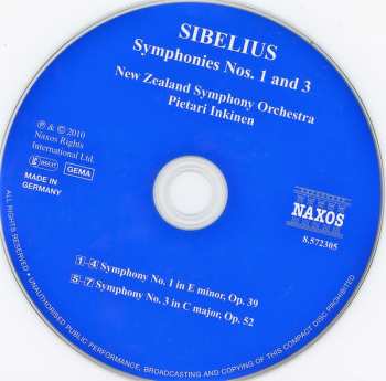 CD Jean Sibelius: Symphonies Nos.1 And 3 190570