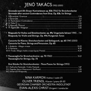 CD Jenő Takács: Piano Concerto / Rhapsody For Violin / Passacaglia / Serenade / Three Pieces For Strings 324992