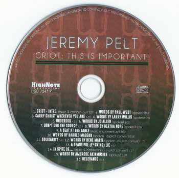 CD Jeremy Pelt: Griot: This Is Important! 519795