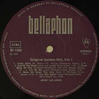 LP Jerry Lee Lewis: Original Golden Hits - Volume 1 448673