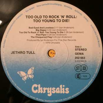 LP Jethro Tull: Too Old To Rock 'N' Roll: Too Young To Die!
