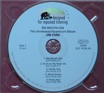 CD Jim Ford: Big Mouth USA The Unissued Paramount Album 260378