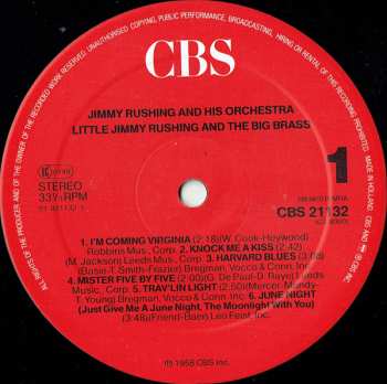 LP Jimmy Rushing And His Orchestra: Little Jimmy Rushing And The Big Brass 534036