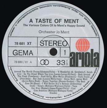 LP Jo Ment's Happy Sound: A Taste Of Ment 338855