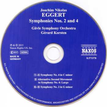 CD Joachim Nikolas Eggert: Symphonies Nos. 2 And 4 301872