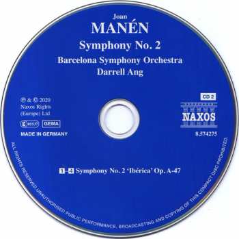 2CD Joan Manen: Violin Concerto No. 3 • Symphony No. 2 332766