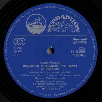 LP Joaquín Rodrigo: Nicanor Zabaleta Hraje Koncerty Pro Harfu A Orchestr 140516
