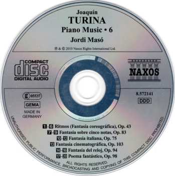 CD Joaquin Turina: Ritmos • Fantasias (Piano Music • 6) 454086