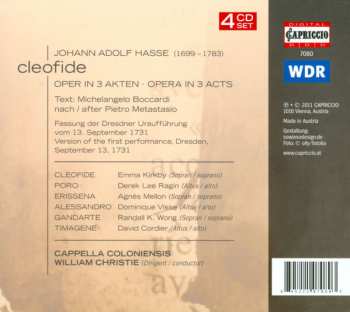 4CD/Box Set Johann Adolf Hasse: Cleofide 296626