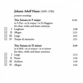 CD Johann Adolf Hasse: Sonatas And Trio Sonatas 305170