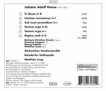 CD Johann Adolf Hasse: Te Deum • Sacred Works 321957