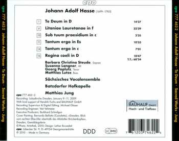 CD Johann Adolf Hasse: Te Deum • Sacred Works 321957