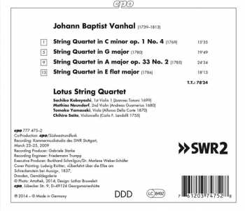 CD Johann Baptist Vanhal: Four String Quartets 439980