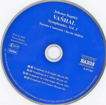 CD Johann Baptist Vanhal: Symphonies, Vol. 3 114900