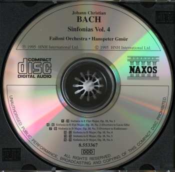 CD Johann Christian Bach: Sinfonias Vol. 4 [Sinfonias, Op. 18, Nos. 1 - 6] 456513