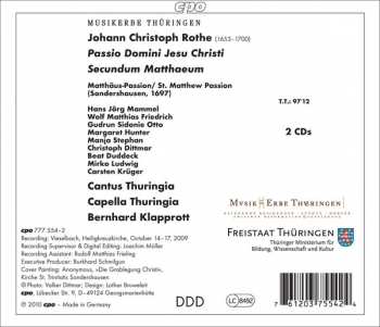 2CD Johann Christoph Rothe: Matthäus-Passion 114382