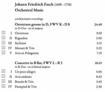 CD Johann Friedrich Fasch: Orchestral Music 318721