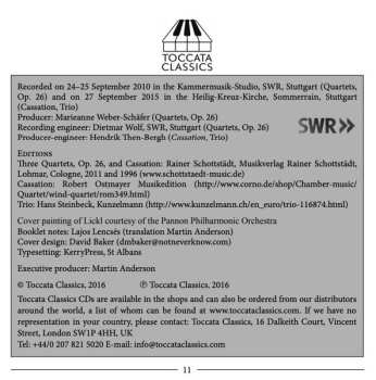 CD Lajos Lencsés: Three Oboe Quartets, Op. 26 / Cassation For Oboe, Clarinet, Horn And Bassoon / Trio For Clarinet, Horn And Bassoon