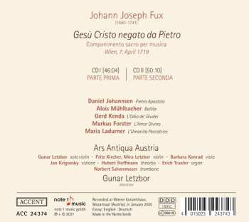 2CD Johann Joseph Fux: Gesù Cristo Negato Da Pietro 476820