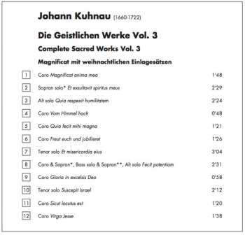 CD Johann Kuhnau: Complete Sacred Works III 149837