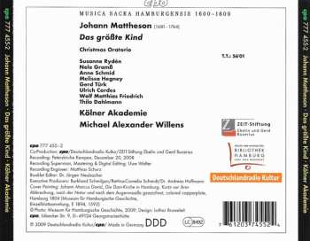 CD Johann Mattheson: Das Größte Kind - Christmas Oratorio 122927