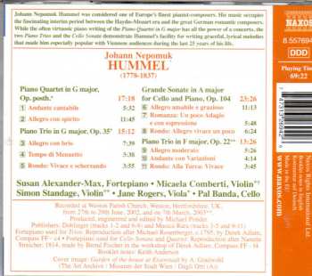 CD Johann Nepomuk Hummel: Cello Sonata, Piano Quartet, Piano Trios 273941