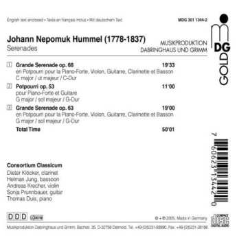 CD Johann Nepomuk Hummel: Serenades Op. 53, 63 & 66 For Guitar, Piano, Clarinet, Violin And Bassoon 482140