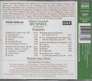 CD Johann Nepomuk Hummel: Fantasies 259203