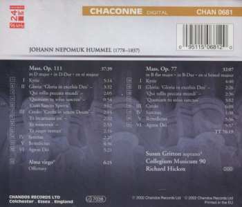 CD Johann Nepomuk Hummel: Mass In D Major • Mass In B Flat Major • Alma Virgo 275862