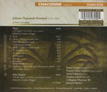 CD Johann Nepomuk Hummel: Mass In D Minor • Salve Regina 152784
