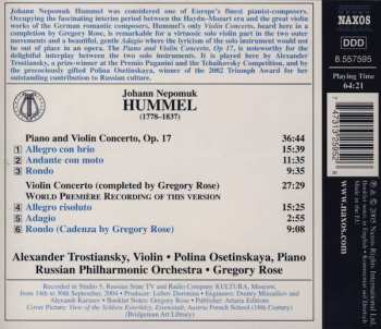 CD Johann Nepomuk Hummel: Violin Concerto / Piano And Violin Concerto 150804