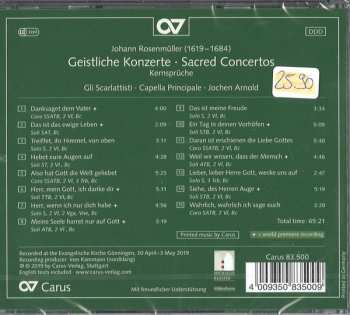 CD Johann Rosenmüller: Geistliche Konzerte - Sacred Concertos 297971